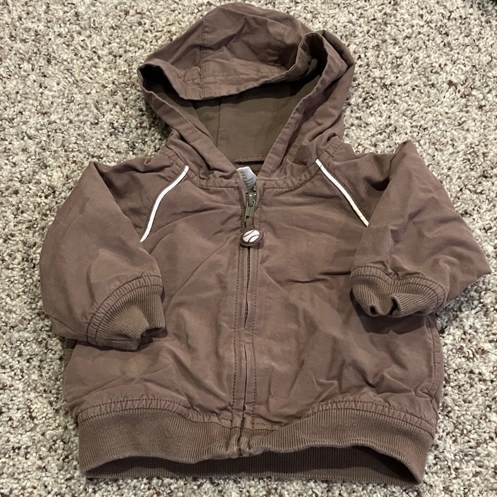 Gymboree Brown Lightweight Baseball Zip Jacket – Baby Size 6–12 Months